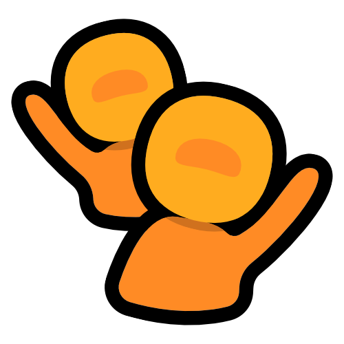 the head and shoulders of two waving yellow figures, one behind the other.